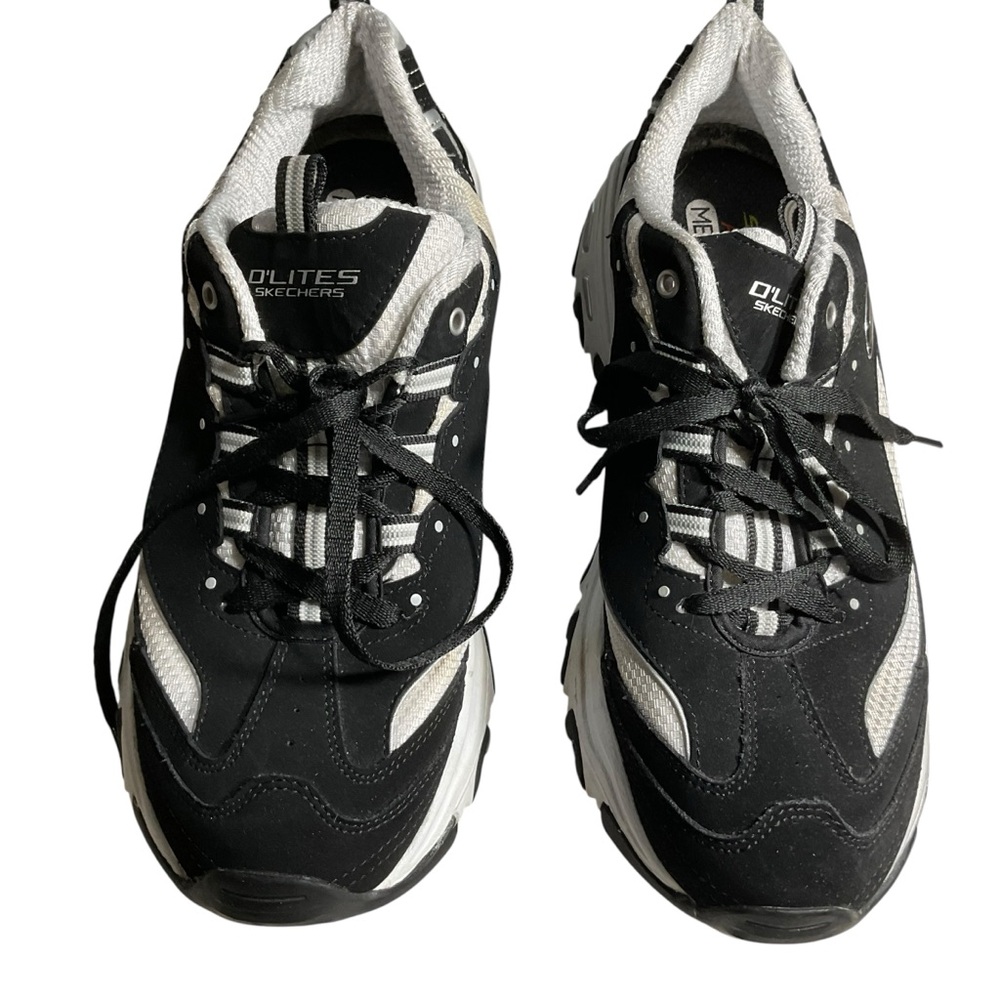 Skechers D'Lites black and white tie sneakers.  Men Size 8.5 US, 41.5 EU
